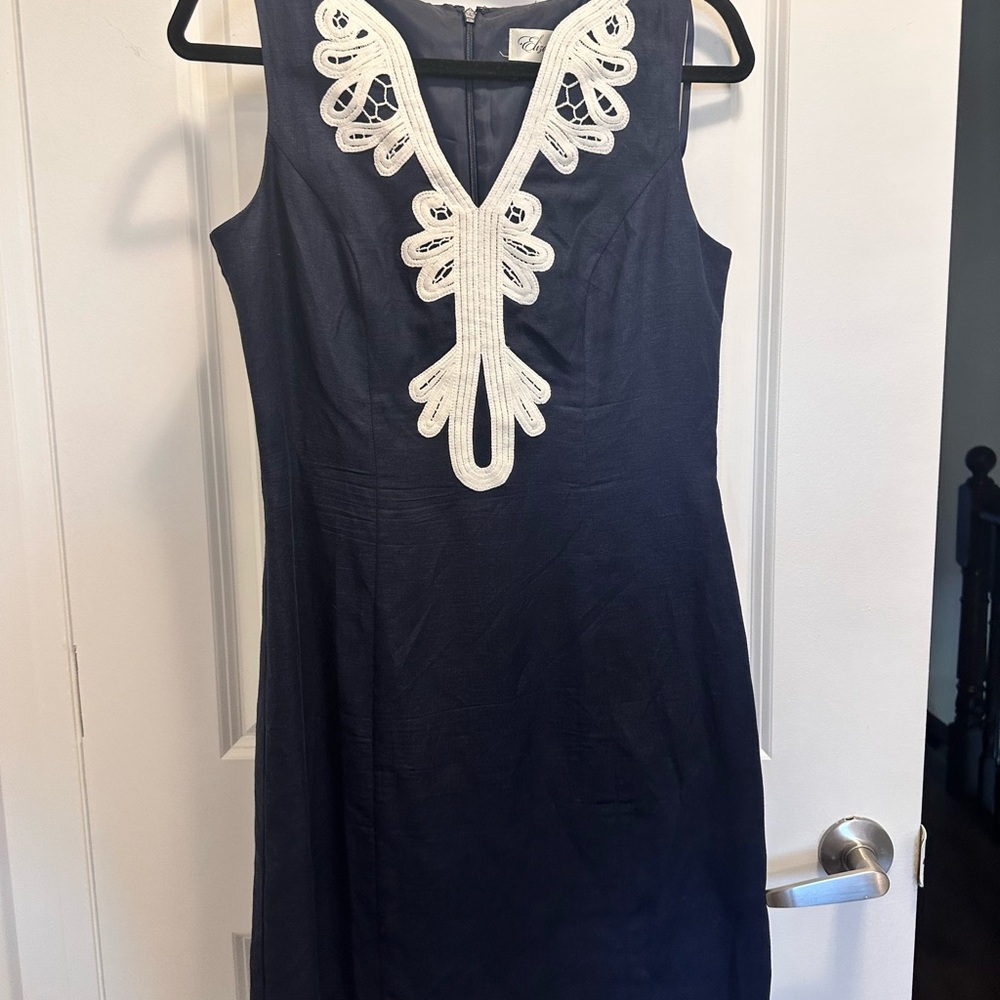 Eliza J Navy Dress with White Detailing